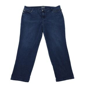 Chico's So Slimming Girlfriend Jeans Size 44x28‎ Med Wash Zipper Details Stretch